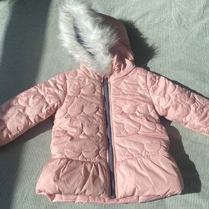 Weather Tamer toddler girls quilted puffer jacket and matching hat, 4T, pink